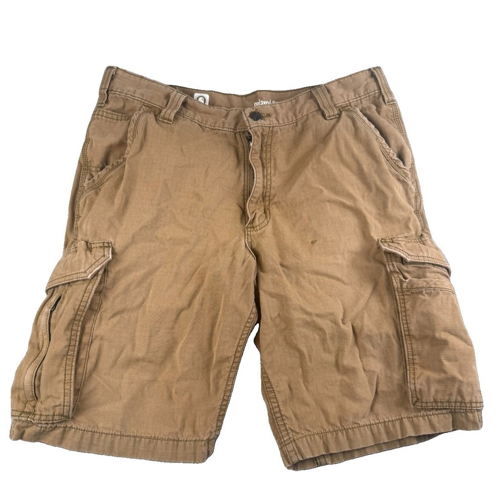 Carhartt Cargo Shorts Mens 34 Tan Brown Relaxed Fit Ripstop Work Utility